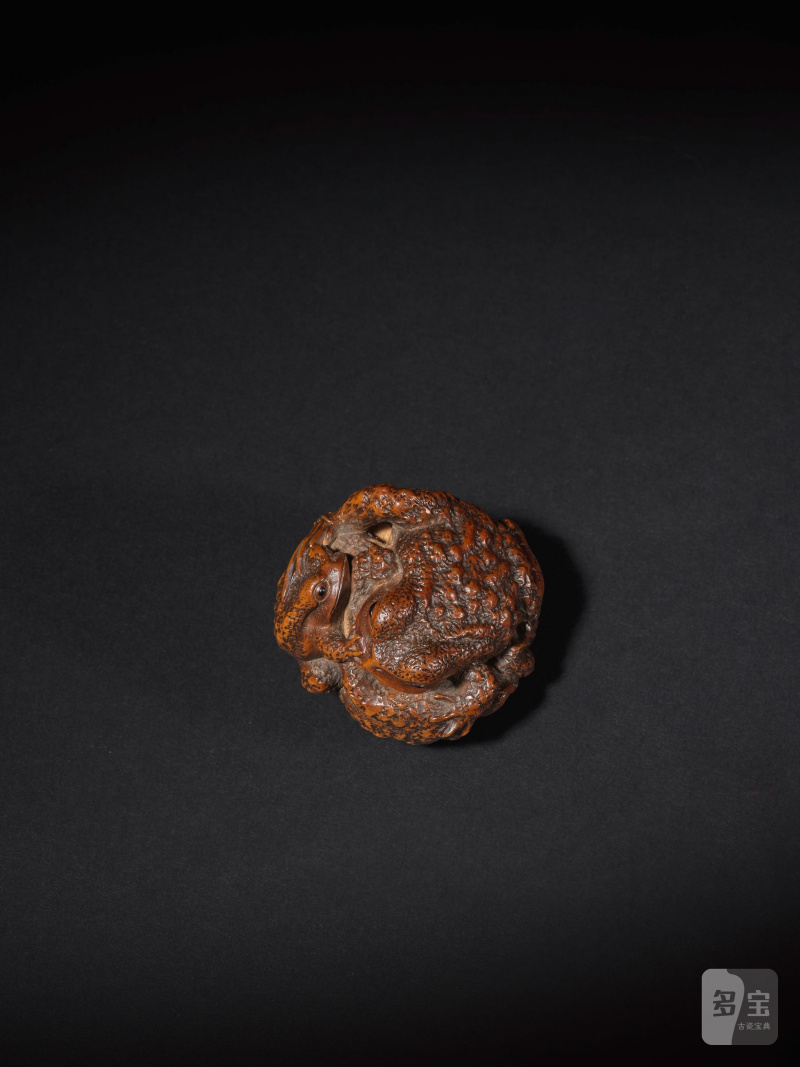 木彫根付 五匹の蝦蟇 銘「正直」 19世紀前期 | NETSUKE EN BOIS REPRÉSENTANT CINQ CRAPAUDS - 图3